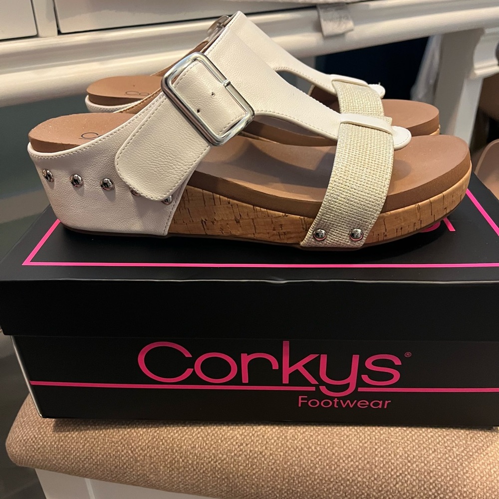 Corkys Women's White silver combo Sandals